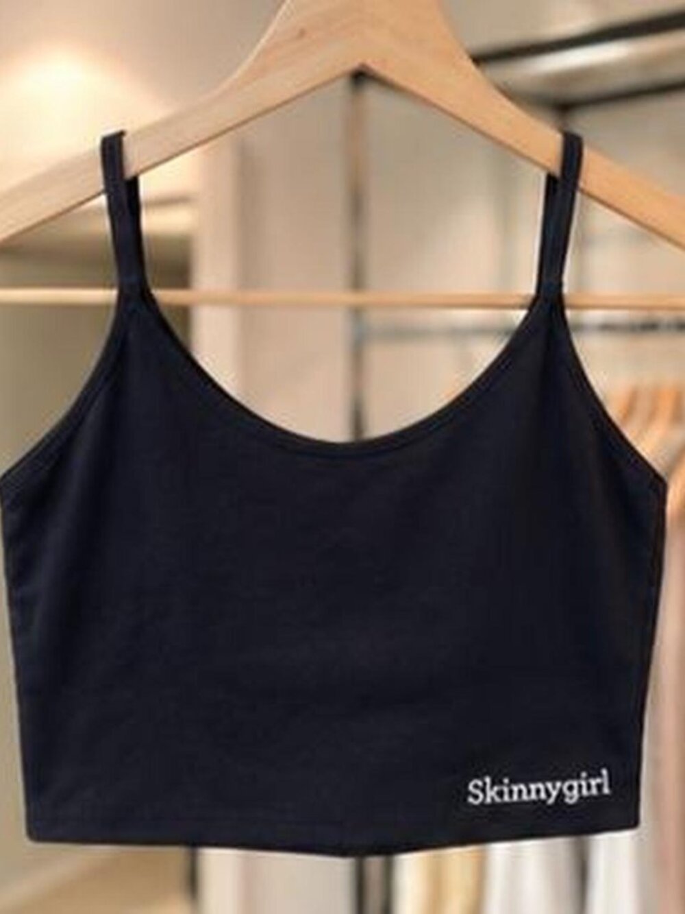 Skinnygirl Navy Ribbed Scoop Neck Crop Cami Tank Top Y2K Size M